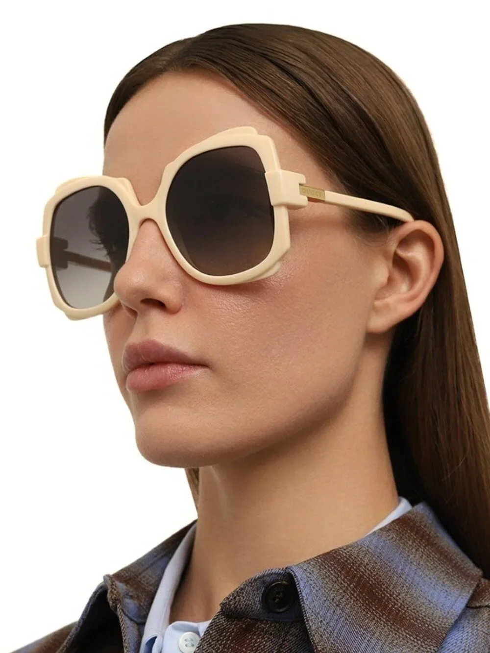 New Gucci White Gray Women Oversized Sunglasses GG1431S 004